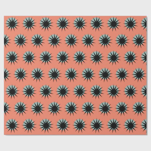 Retro Atomic Sunburst Pattern Wrapping Paper Cadeaupapier (Vlak)
