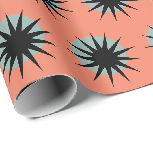Retro Atomic Sunburst Pattern Wrapping Paper Cadeaupapier (Rol Hoek)