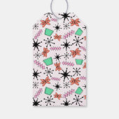 Retro Atomic Vormen Roze Sinaasappel & Groen Cadeaulabel (Achterkant)