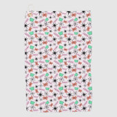 Retro Atomic Vormen Roze Sinaasappel & Groen Golfhanddoek (Voorkant)