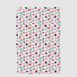 Retro Atomic Vormen Roze Sinaasappel & Groen Golfhanddoek