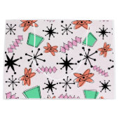 Retro Atomic Vormen Roze Sinaasappel & Groen Groot Cadeauzakje (Voorkant)