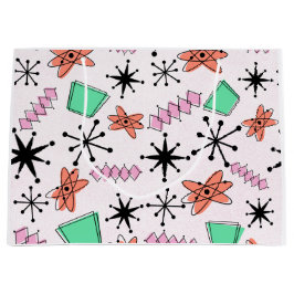 Retro Atomic Vormen Roze Sinaasappel & Groen Groot Cadeauzakje