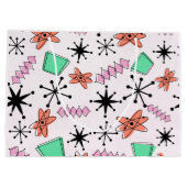 Retro Atomic Vormen Roze Sinaasappel & Groen Groot Cadeauzakje (Achterkant)