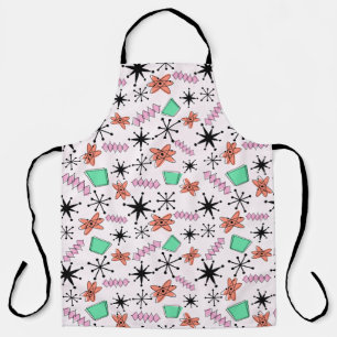 Retro Atomic Vormen Roze Sinaasappel & Groen Schort