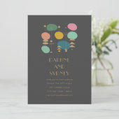 Retro Atomic Zwart Mid Century Modern Chique Bruil Kaart (Staand voorkant)