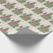 Retro Atomisch Kerstmis Roze Hert Dennenbomen Cadeaupapier (Hoek)