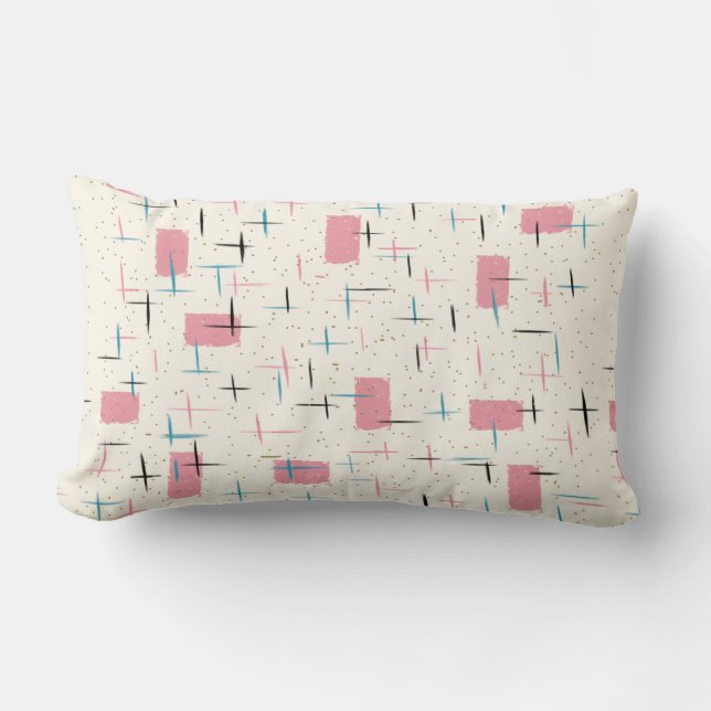 Retro Atomisch Roze Patroon Lumbaal Kussen (Voorkant)
