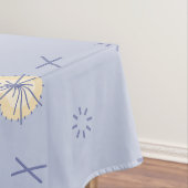 Retro Atomische Bloemen Blauw Geel Tafelkleed (Voorbeeld)