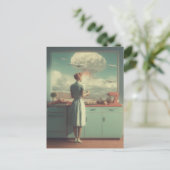 Retro Atomische Keuken Surrealistische Kunst Feestdagenkaart (Staand voorkant)