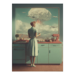 Retro Atomische Keuken Surrealistische Kunst Perfect Poster