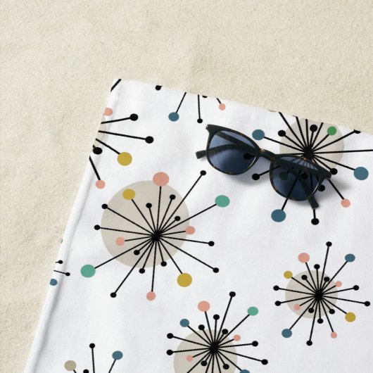 Retro Atomische Starburst Mid Century Modern Strandlaken (In situ)