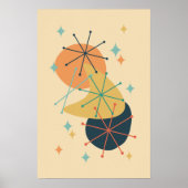Retro Atomische Tijd Mid Century Modern Abstract Poster (Voorkant)