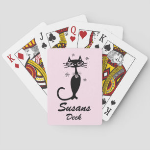 Retro Atomische Zwarte Kat Persoonlijke Speelkaart Pokerkaarten
