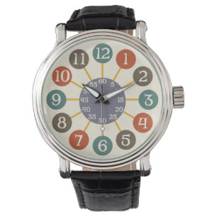 Retro Atoom Moderne Midden van de eeuw Starburst Horloge