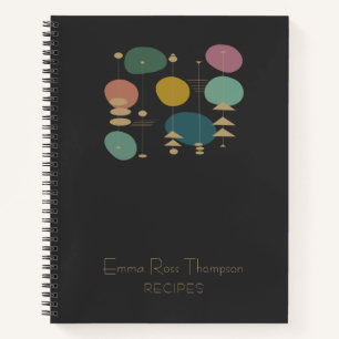 Retro atoom ruimte tijdperk mid eeuw modern recept notitieboek