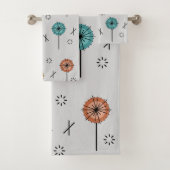 Retro atoombloemen veelkleurig bad handdoek (Insitu)