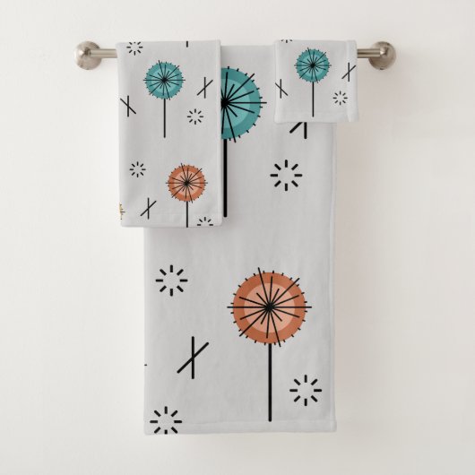 Retro atoombloemen veelkleurig bad handdoek (Insitu)