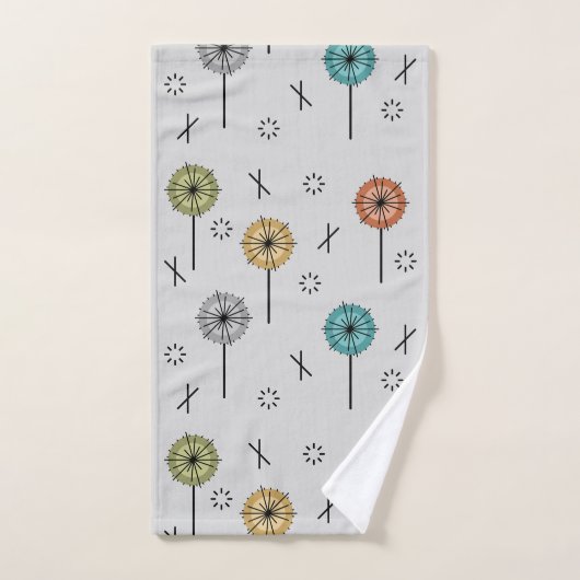 Retro atoombloemen veelkleurig bad handdoek (Handdoek)