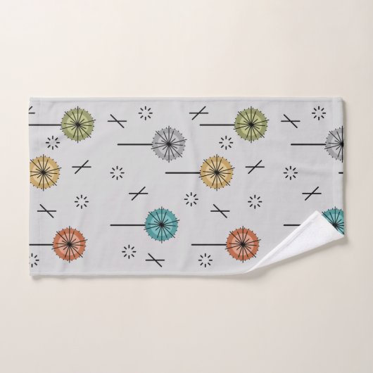 Retro atoombloemen veelkleurig bad handdoek (Handdoek)