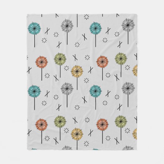Retro atoombloemen veelkleurig fleece deken (Voorkant)