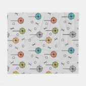 Retro atoombloemen veelkleurig fleece deken (Voorkant (Horizontaal))