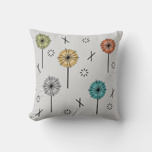 Retro atoombloemen veelkleurig kussen