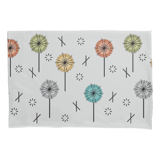 Retro atoombloemen veelkleurig kussensloop (Voorkant)