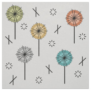 Retro atoombloemen veelkleurig stof