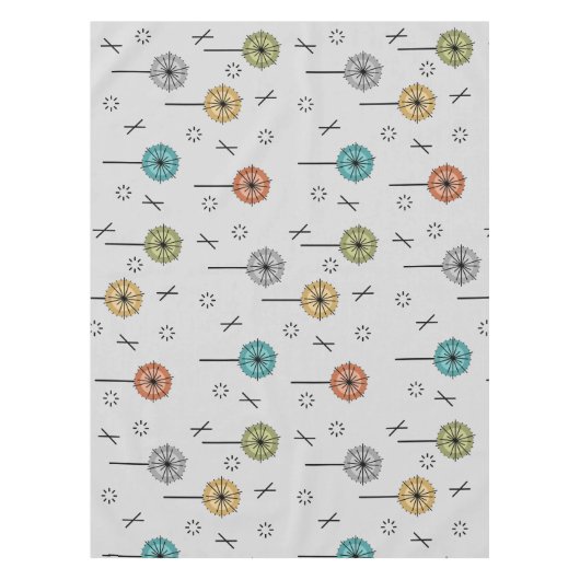 Retro atoombloemen veelkleurig tafelkleed (Voorkant)