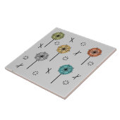 Retro atoombloemen veelkleurig tegeltje (Zijkant)
