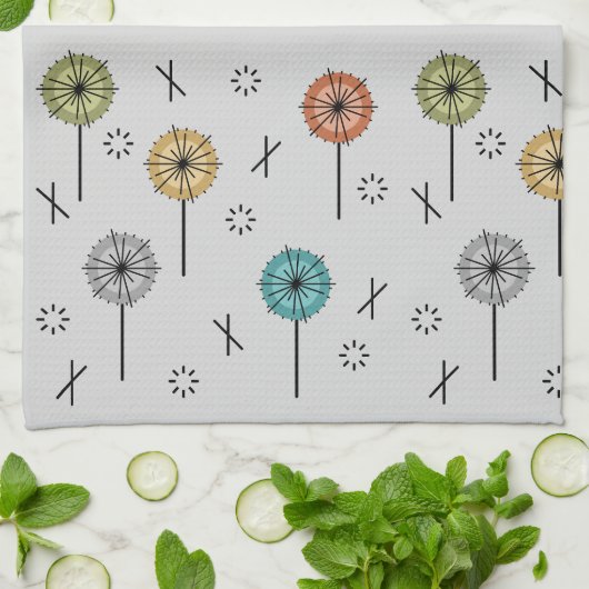 Retro atoombloemen veelkleurig theedoek (Gevouwen)