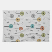 Retro atoombloemen veelkleurig theedoek (Horizontaal)