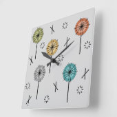 Retro atoombloemen veelkleurig vierkante klok (Hoek)