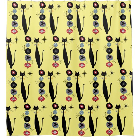 Retro atoomera midden midden midden midden midden douchegordijn (Voorkant)