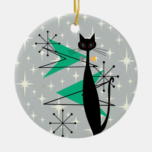 Retro atoomera midden midden midden midden midden keramisch ornament (Voorkant)