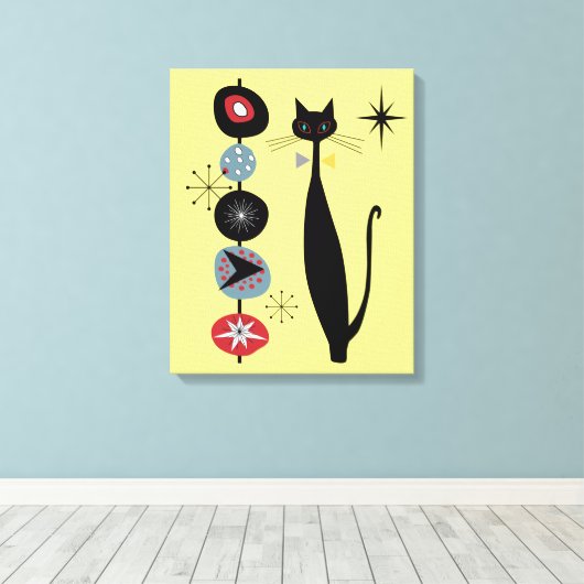 Retro atoomera middeneeuwse moderne kool canvas afdruk (Insitu (Houten vloer))