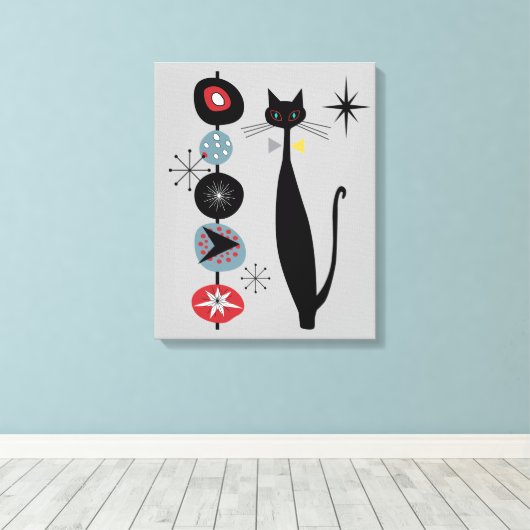 Retro atoomera middeneeuwse moderne kool canvas afdruk (Insitu (Houten vloer))