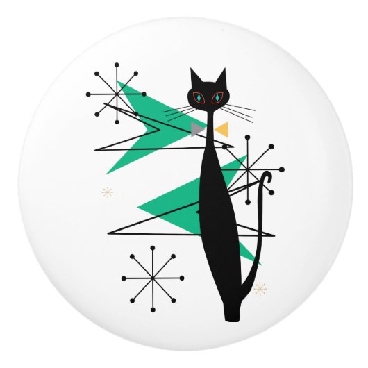 Retro atoomera middeneeuwse moderne kool keramische knop (Voorkant)