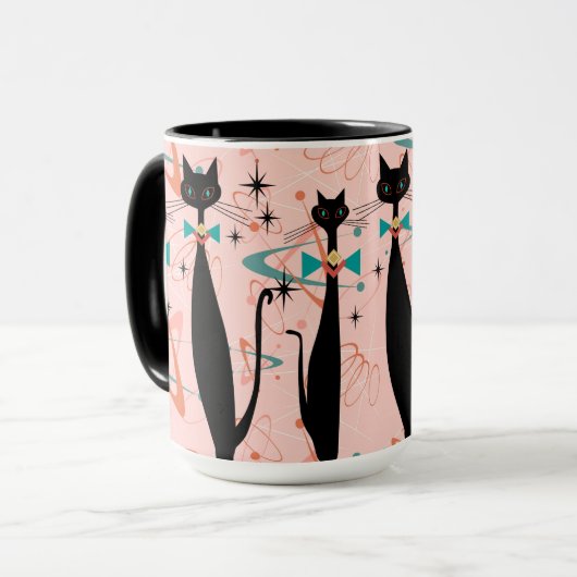 Retro atoomera middeneeuwse moderne kool mok (Voorkant links)