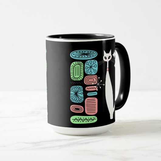 Retro atoomera middeneeuwse moderne kool mok (Voorkant rechts)