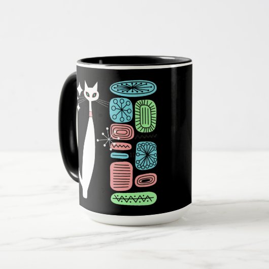 Retro atoomera middeneeuwse moderne kool mok (Voorkant links)