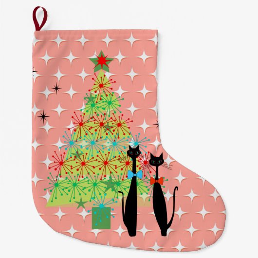 Retro atoomera middeneeuwse moderne koude vacht grote kerstsok (Voorkant)