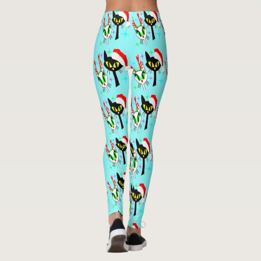 Retro atoomkat midden eeuw moderne Kerstmis Leggings (Achterkant)