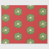 Retro  atoomkernen van 50 kerst Groen Rood Stip Cadeaupapier (Vlak)