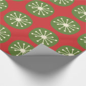 Retro atoomkernen van 50 kerst Stippen Red Green Cadeaupapier (Hoek)
