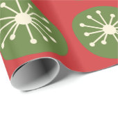 Retro atoomkernen van 50 kerst Stippen Red Green Cadeaupapier (Rol Hoek)