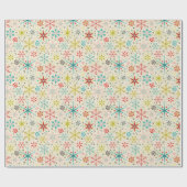 Retro  atoomkerstsopflakken cadeaupapier (Vlak)