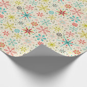 Retro atoomkerstsopflakken cadeaupapier (Hoek)