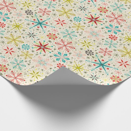 Retro  atoomkerstsopflakken cadeaupapier (Hoek)